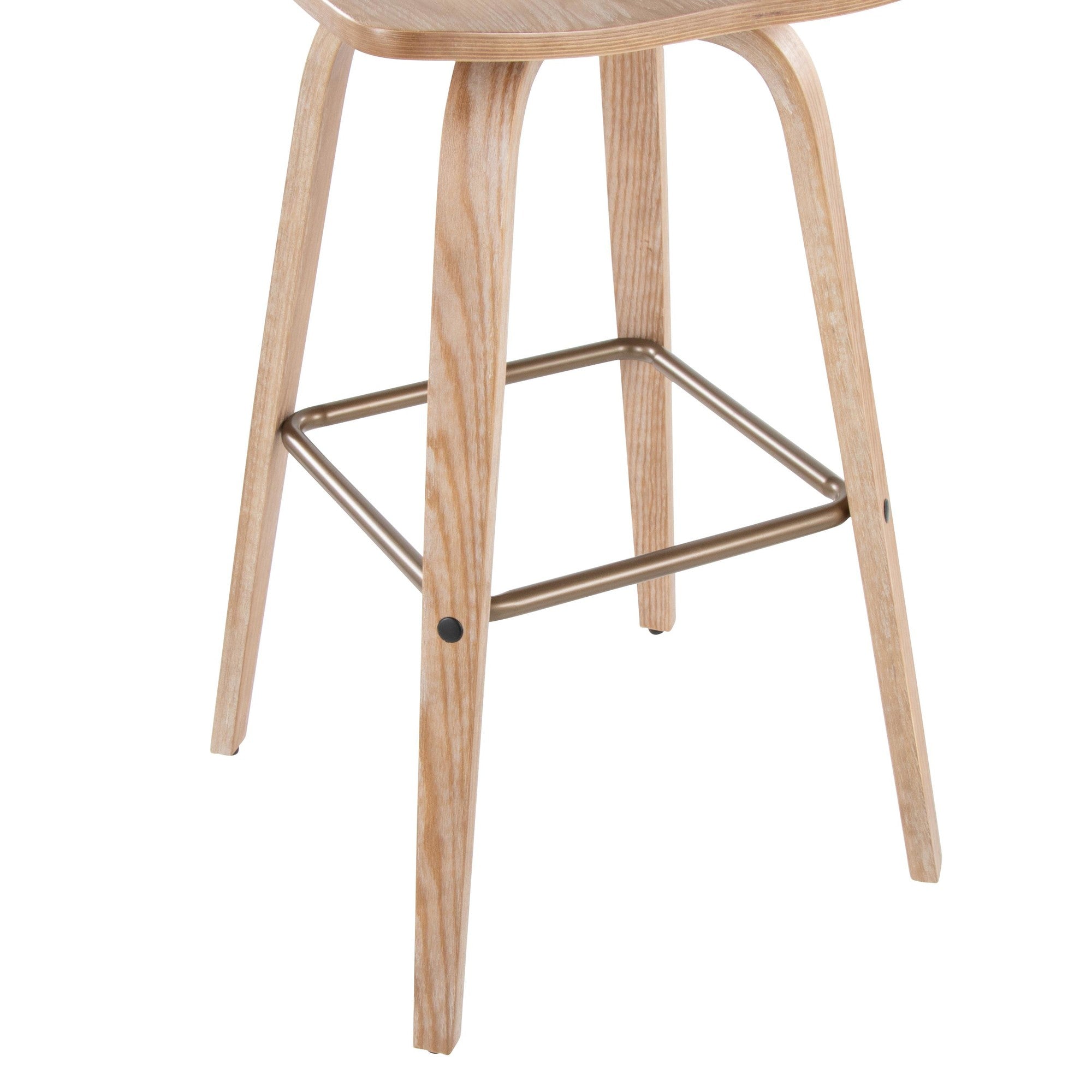 Preston 30" Fixed-Height Barstool - Whitewashed Wood, Antique Copper Metal