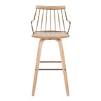 Preston 30" Fixed-Height Barstool - Whitewashed Wood, Antique Copper Metal