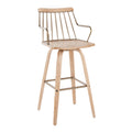 Preston 30" Fixed-Height Barstool - Whitewashed Wood, Antique Copper Metal