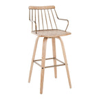 Preston 30" Fixed-Height Barstool - Whitewashed Wood, Antique Copper Metal