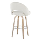 Renee Upholstered 30" Fixed-Height Barstool - Set of 2 - Whitewashed Wood, Cream Fabric, Chrome Metal