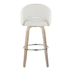 Renee Upholstered 30" Fixed-Height Barstool - Set of 2 - Whitewashed Wood, Cream Fabric, Chrome Metal