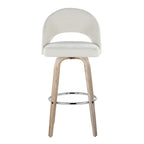 Renee Upholstered 30" Fixed-Height Barstool - Set of 2 - Whitewashed Wood, Cream Fabric, Chrome Metal