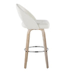 Renee Upholstered 30" Fixed-Height Barstool - Set of 2 - Whitewashed Wood, Cream Fabric, Chrome Metal