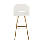 Renee Upholstered 30" Fixed-Height Barstool - Set of 2 - Gold Metal, Cream Fabric
