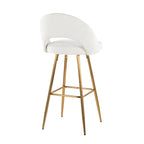 Renee Upholstered 30" Fixed-Height Barstool - Set of 2 - Gold Metal, Cream Fabric