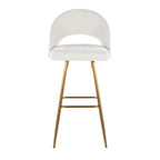 Renee Upholstered 30" Fixed-Height Barstool - Set of 2 - Gold Metal, Cream Fabric