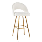 Renee Upholstered 30" Fixed-Height Barstool - Set of 2 - Gold Metal, Cream Fabric