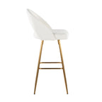 Renee Upholstered 30" Fixed-Height Barstool - Set of 2 - Gold Metal, Cream Fabric