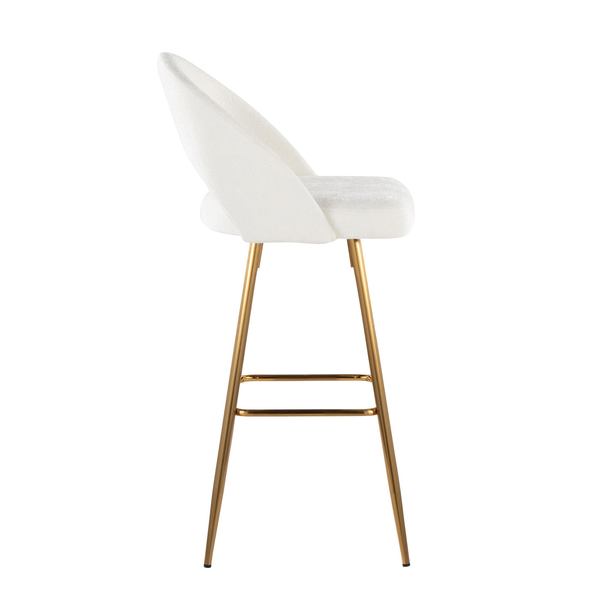 Renee Upholstered 30" Fixed-Height Barstool - Set of 2 - Gold Metal, Cream Fabric