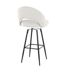 Renee Upholstered 30" Fixed-Height Barstool - Set of 2 - Black Metal, Cream Fabric