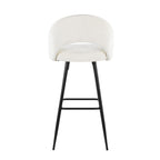 Renee Upholstered 30" Fixed-Height Barstool - Set of 2 - Black Metal, Cream Fabric