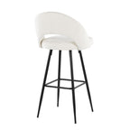 Renee Upholstered 30" Fixed-Height Barstool - Set of 2 - Black Metal, Cream Fabric