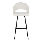 Renee Upholstered 30" Fixed-Height Barstool - Set of 2 - Black Metal, Cream Fabric