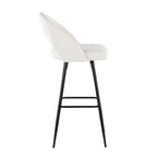 Renee Upholstered 30" Fixed-Height Barstool - Set of 2 - Black Metal, Cream Fabric