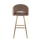 Renee Upholstered 30" Fixed-Height Barstool - Set of 2 - Gold Metal, Brown Fabric