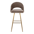 Renee Upholstered 30" Fixed-Height Barstool - Set of 2 - Gold Metal, Brown Fabric