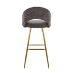 Renee Upholstered 30" Fixed-Height Barstool - Set of 2 - Gold Metal, Dark Grey Fabric