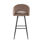 Renee Upholstered 30" Fixed-Height Barstool - Set of 2 - Black Metal, Brown Fabric