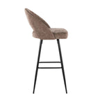 Renee Upholstered 30" Fixed-Height Barstool - Set of 2 - Black Metal, Brown Fabric