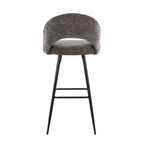 Renee Upholstered 30" Fixed-Height Barstool - Set of 2 - Black Metal, Dark Grey Fabric