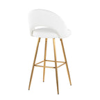 Renee Upholstered 30" Fixed-Height Barstool - Set of 2 - Gold Metal, White PU