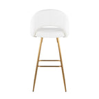 Renee Upholstered 30" Fixed-Height Barstool - Set of 2 - Gold Metal, White PU