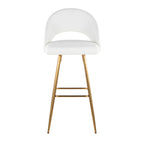 Renee Upholstered 30" Fixed-Height Barstool - Set of 2 - Gold Metal, White PU