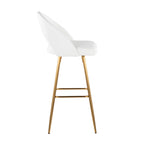 Renee Upholstered 30" Fixed-Height Barstool - Set of 2 - Gold Metal, White PU