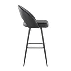 Renee Upholstered 30" Fixed-Height Barstool - Set of 2 - Black Metal, Black PU