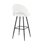 Renee Upholstered 30" Fixed-Height Barstool - Set of 2 - Black Metal, White PU