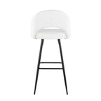 Renee Upholstered 30" Fixed-Height Barstool - Set of 2 - Black Metal, White PU