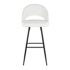 Renee Upholstered 30" Fixed-Height Barstool - Set of 2 - Black Metal, White PU