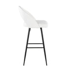 Renee Upholstered 30" Fixed-Height Barstool - Set of 2 - Black Metal, White PU