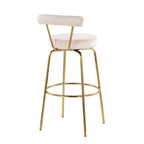 Rhonda 30" Fixed-Height Barstool - Set of 2 - Gold Metal, Cream Velvet