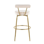 Rhonda 30" Fixed-Height Barstool - Set of 2 - Gold Metal, Cream Velvet