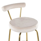 Rhonda 30" Fixed-Height Barstool - Set of 2 - Gold Metal, Cream Velvet