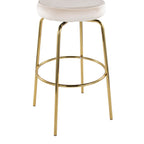 Rhonda 30" Fixed-Height Barstool - Set of 2 - Gold Metal, Cream Velvet