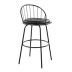 Riley Claire 30" Fixed-Height Barstool - Set of 2 - Black Metal, Black Wood, Black PU