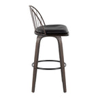 Riley 30" Fixed-Height Barstool - Set of 2 - Walnut Glazed Wood, Black Metal, Bronze Metal, Dark Walnut Wood, Brown PU