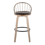 Riley 30" Fixed-Height Barstool - Set of 2 - Whitewashed Wood, Black Metal, Antique Copper Metal, Brown PU