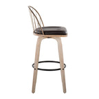 Riley 30" Fixed-Height Barstool - Set of 2 - Whitewashed Wood, Black Metal, Antique Copper Metal, Brown PU