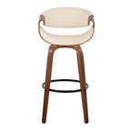 Symphony 30" Fixed-Height Barstool - Set of 2 - Walnut Wood, Black Metal, Cream PU