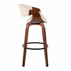 Symphony 30" Fixed-Height Barstool - Set of 2 - Walnut Wood, Black Metal, Cream PU