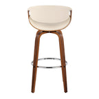Symphony 30" Fixed-Height Barstool - Set of 2 - Walnut Wood, Chrome Metal, Cream PU