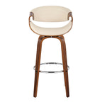 Symphony 30" Fixed-Height Barstool - Set of 2 - Walnut Wood, Chrome Metal, Cream PU