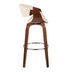 Symphony 30" Fixed-Height Barstool - Set of 2 - Walnut Wood, Chrome Metal, Cream PU
