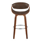 Symphony 30" Fixed-Height Barstool - Set of 2 - Walnut Wood, Chrome Metal, Espresso PU