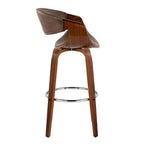 Symphony 30" Fixed-Height Barstool - Set of 2 - Walnut Wood, Chrome Metal, Espresso PU