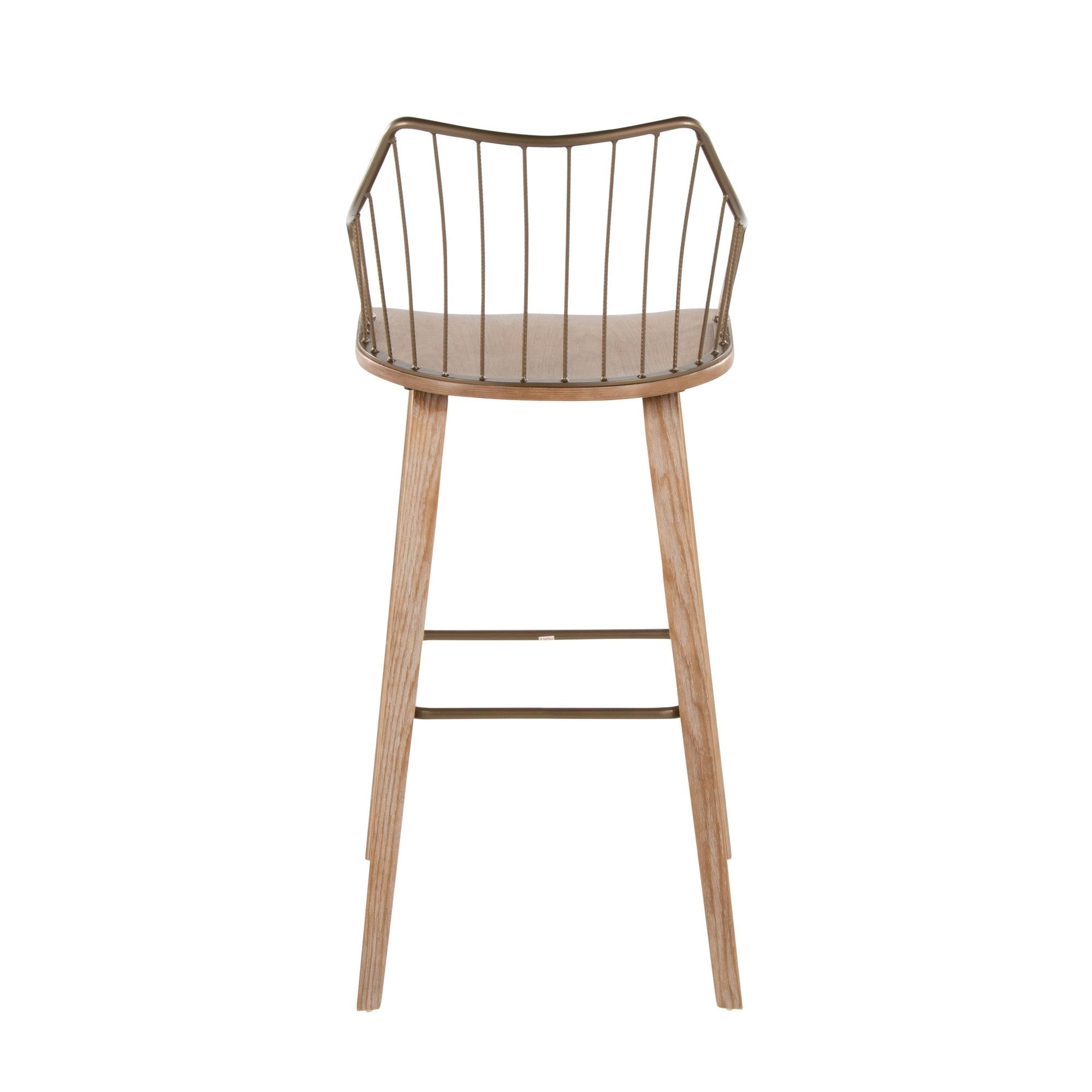 Winston 30" Fixed-Height Barstool - Whitewashed Wood, Antique Copper Metal
